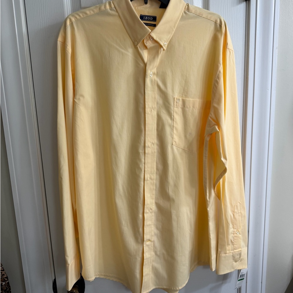 Izod Light Yellow Button-Down Dress Shirt